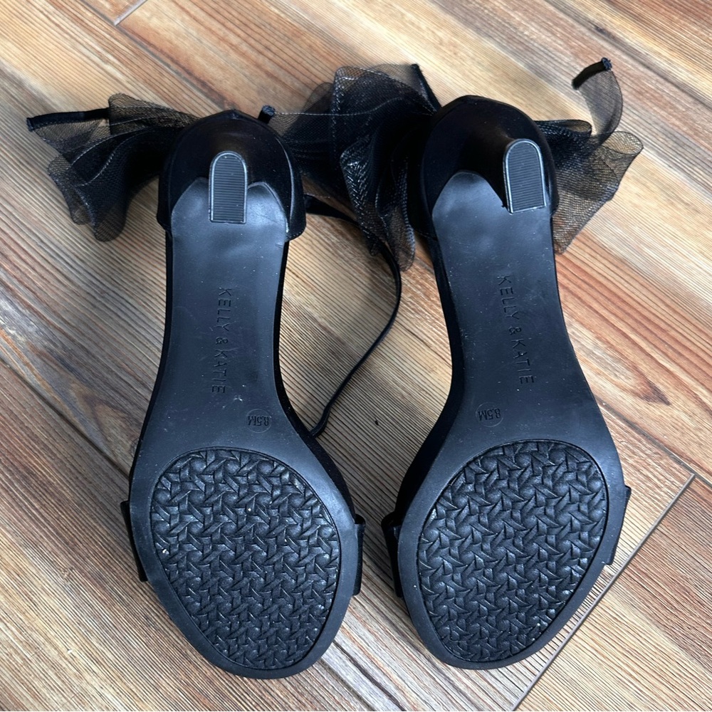 Kelly & Katie Black Bow Ankle Strap Heels – Size 8.5M – Elegant Statement - Picture 8 of 8
